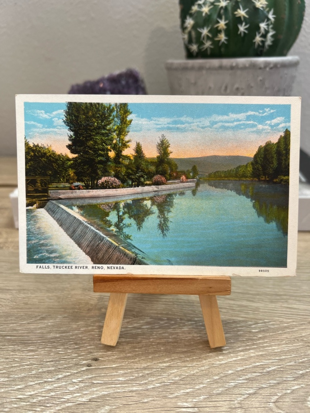 Vintage Reno Nevada Postcard Falls Truckee River Scenic Unused C.T. American Art